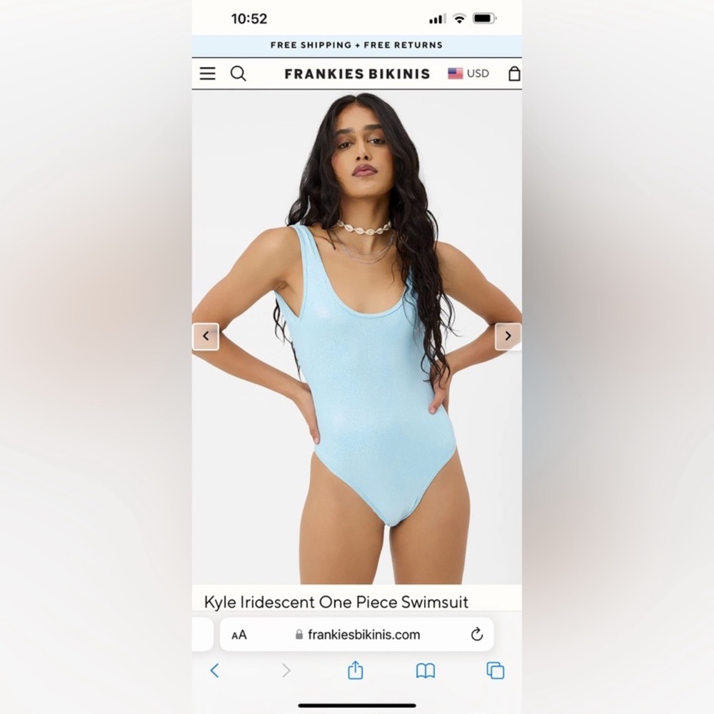 Free People Frankies Bikinis Kyle Iridescent One Piece Swimsuit Cloud Chaser